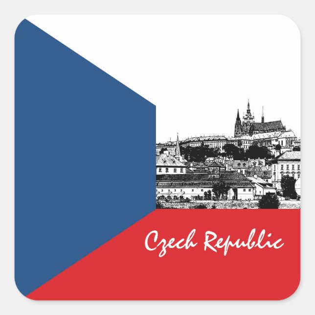Czech Sticker, Prague, patriotic, Czech Flag Square Sticker (Front)