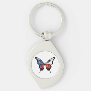 Czech Swallowtail Butterfly Flag Sticker Key Ring