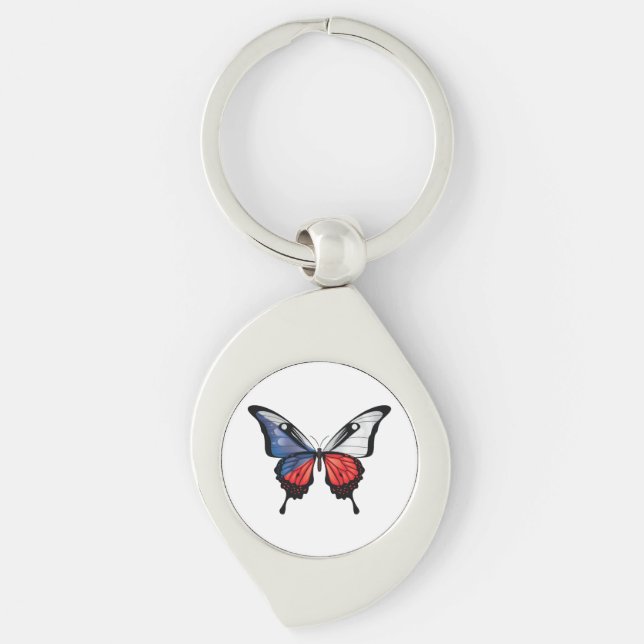 Czech Swallowtail Butterfly Flag Sticker Key Ring (Front)