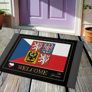 Czechia & Czech Flag house mats/sports Welcome Doo Doormat