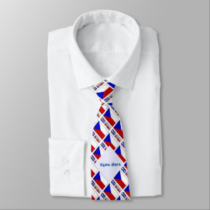 Czechia Czech Republic Flag Tiled Blue Personalise Tie