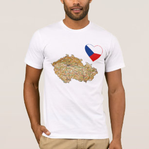 Czechia Flag Heart and Map T-Shirt