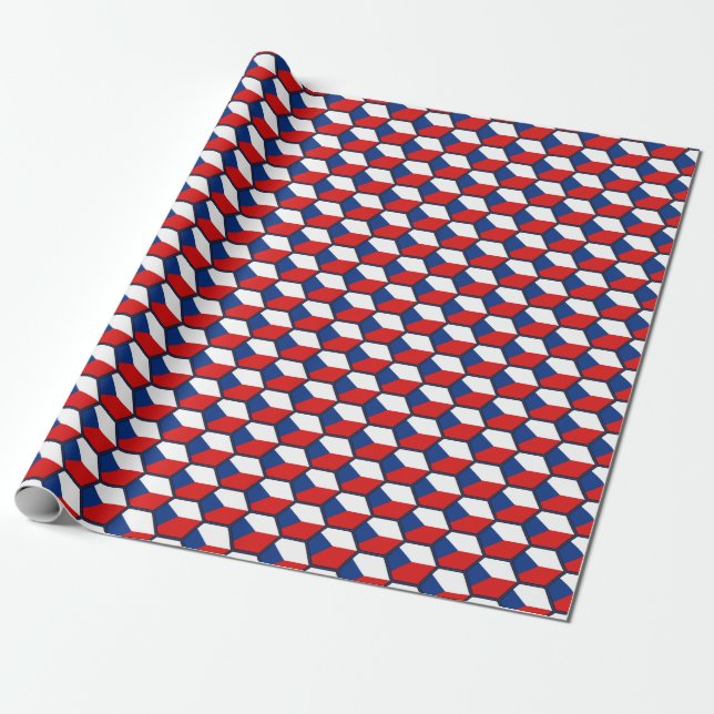 Czechia Flag Honeycomb Wrapping Paper (Unrolled)