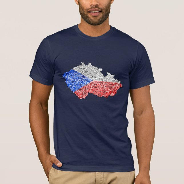 Czechia Flagcolor Map T-Shirt (Front)