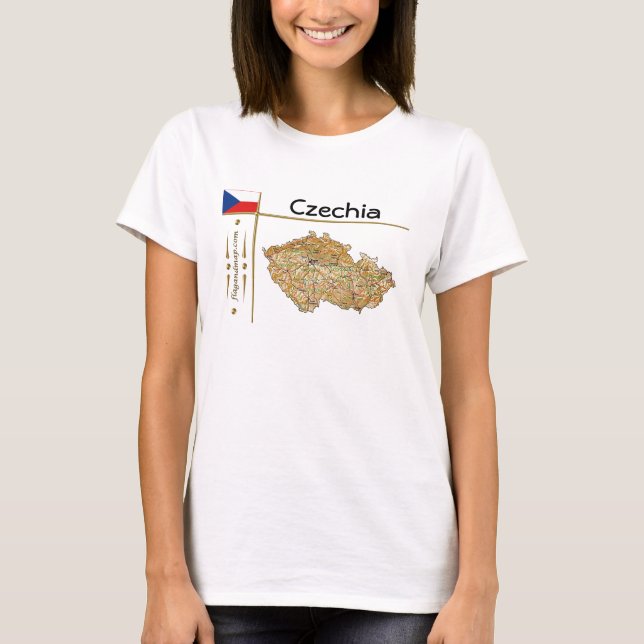 Czechia Map + Flag + Title T-Shirt (Front)