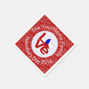Czechia Red LOVE Flag Personalised Napkin