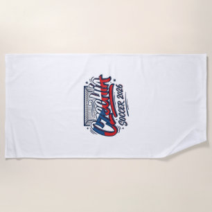 Czechia Soccer 2026 Soccer Bold Country Typography Beach Towel