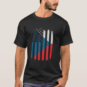 Czechoslovakia and America Flag Czech American Fla T-Shirt