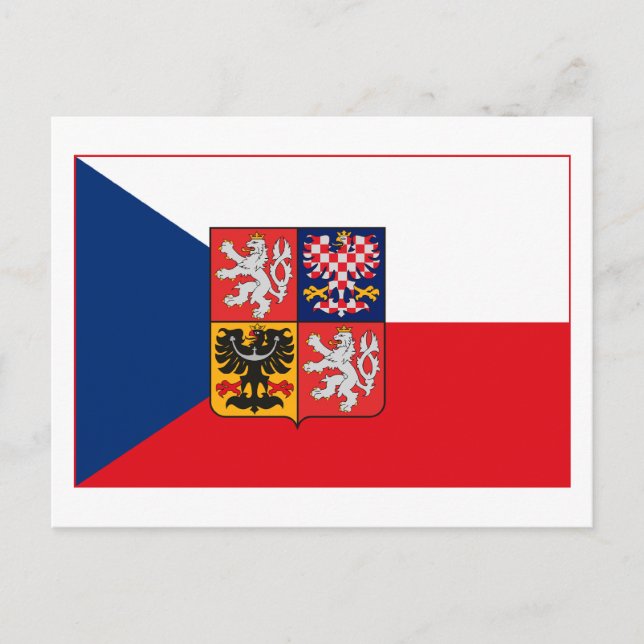 Czechoslovakia Flag w COA (light) Postcard (Front)