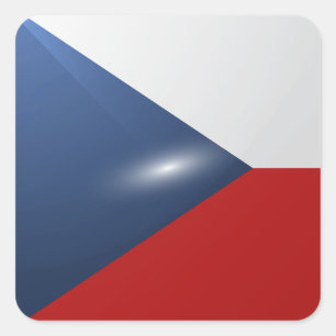 Czechoslovakia square glossy flag sticker