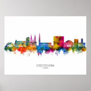 Częstochowa Poland Skyline Poster