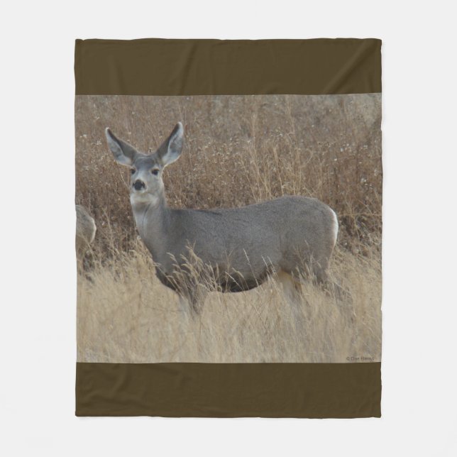 D14 Mule Deer Doe Fleece Blanket (Front)