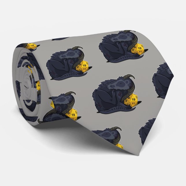 D20 Black Dragon Tie (Rolled)
