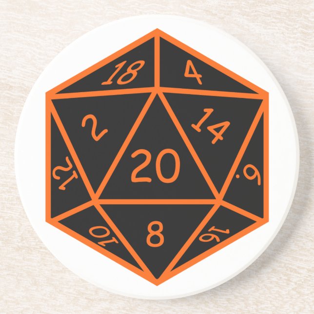 D20 Black & Orange Coaster (Front)
