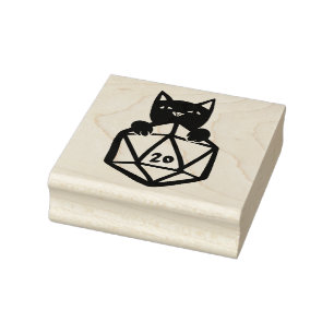 D20 Cat Rubber Stamp
