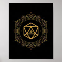 D20 Dice Monogram Tabletop RPG