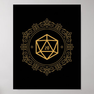D20 Dice Monogram Tabletop RPG Poster