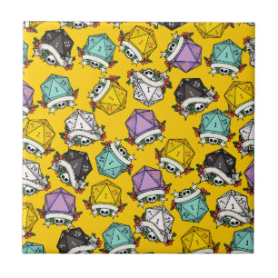 D20 Dice Set Pattern Ceramic Tile
