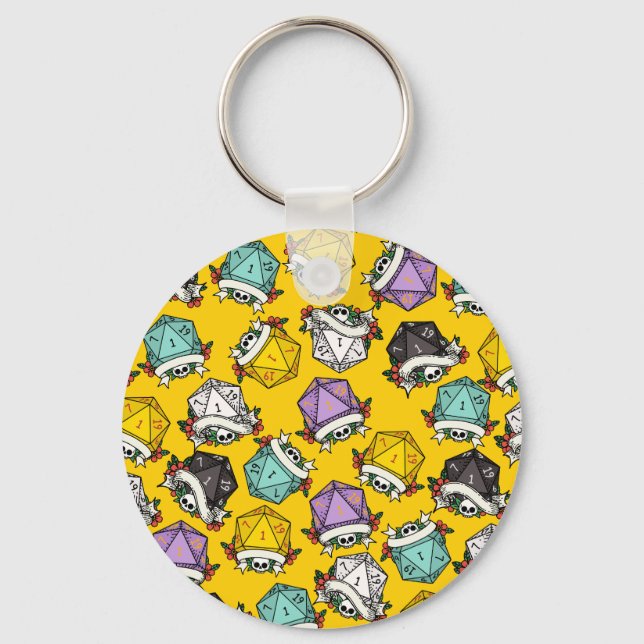 D20 Dice Set Pattern Key Ring (Front)