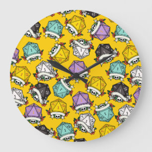 D20 Dice Set Pattern Large Clock
