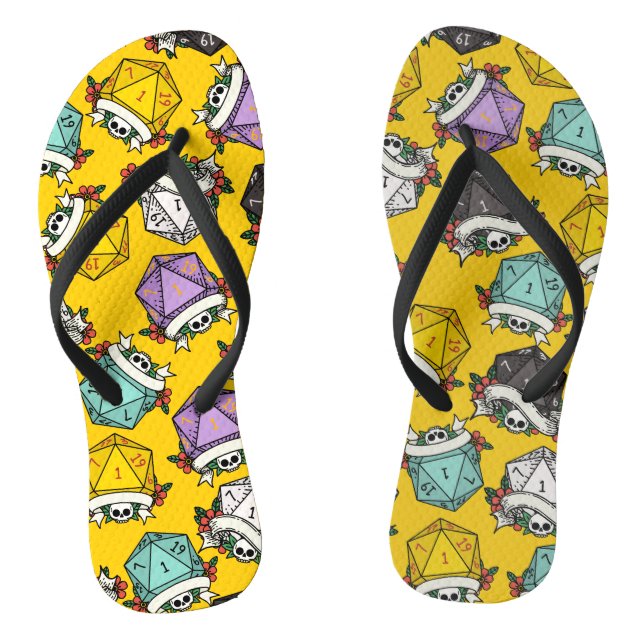 D20 Dice Set Pattern Large Gift Bag Thongs (Footbed)