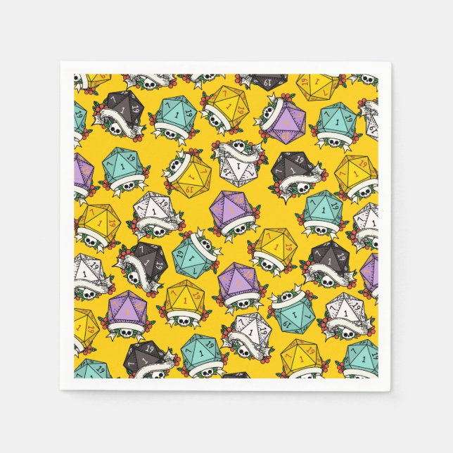 D20 Dice Set Pattern Napkin (Front)