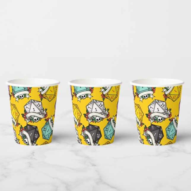 D20 Dice Set Pattern Paper Cups (Multi)