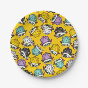 D20 Dice Set Pattern Paper Plate