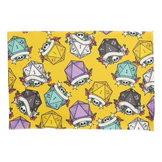 D20 Dice Set Pattern Pillowcase (Front)