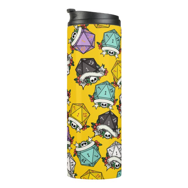 D20 Dice Set Pattern Thermal Tumbler (Rotated Right)