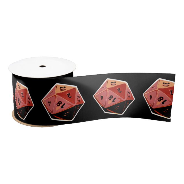 D20 Gamer Dice Art Fabric Ribbon Satin Ribbon (Spool)