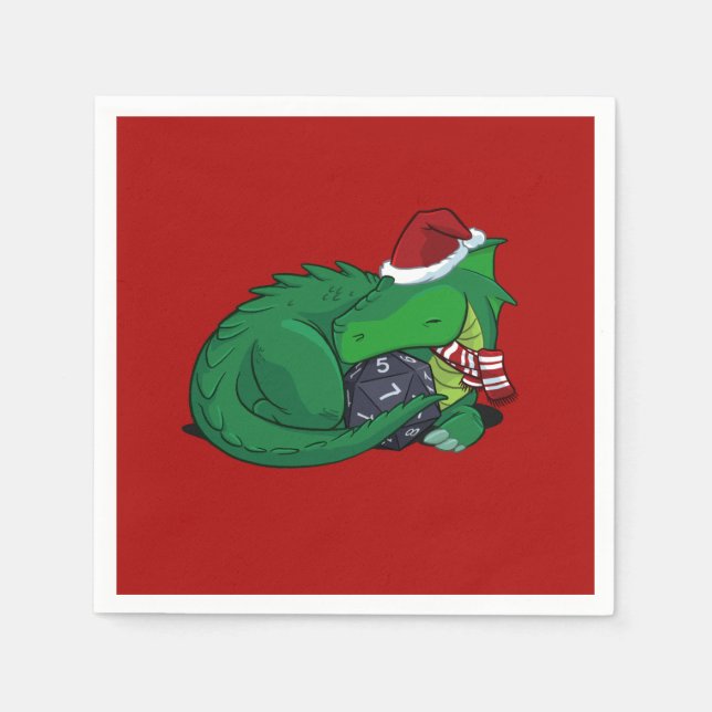 D20 Green Dragon - Holiday Edition Napkin (Front)