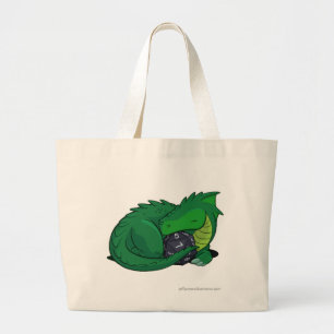 D20 Green Dragon Large Tote Bag
