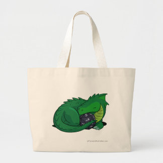 D20 Green Dragon Large Tote Bag