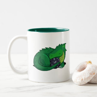 D20 Green Dragon Two-Tone Coffee Mug