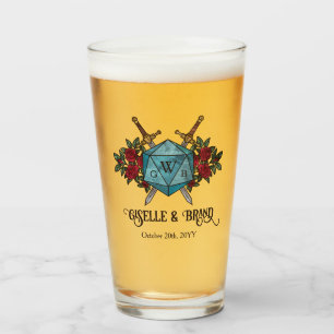 D20 Monogram RPG Wedding Keepsake Glass