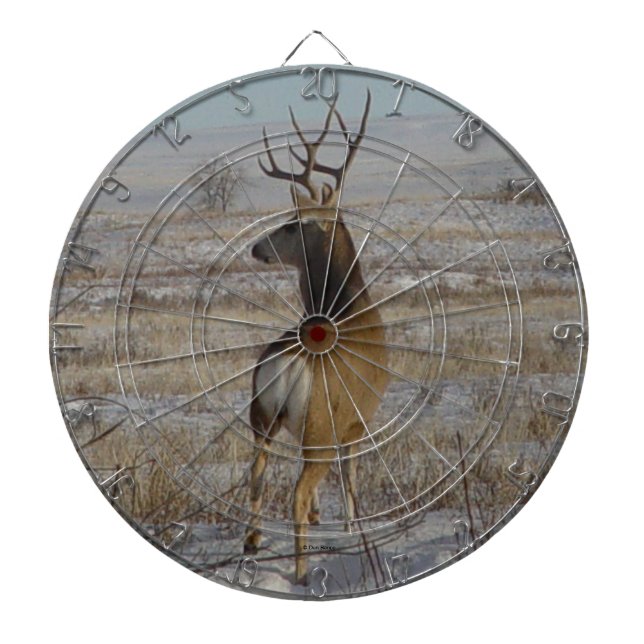 D20 Mule Deer Buck in Snow Dartboard (Front)