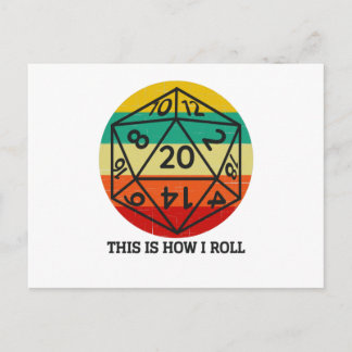 D20 This is How I roll retro dice Postcard