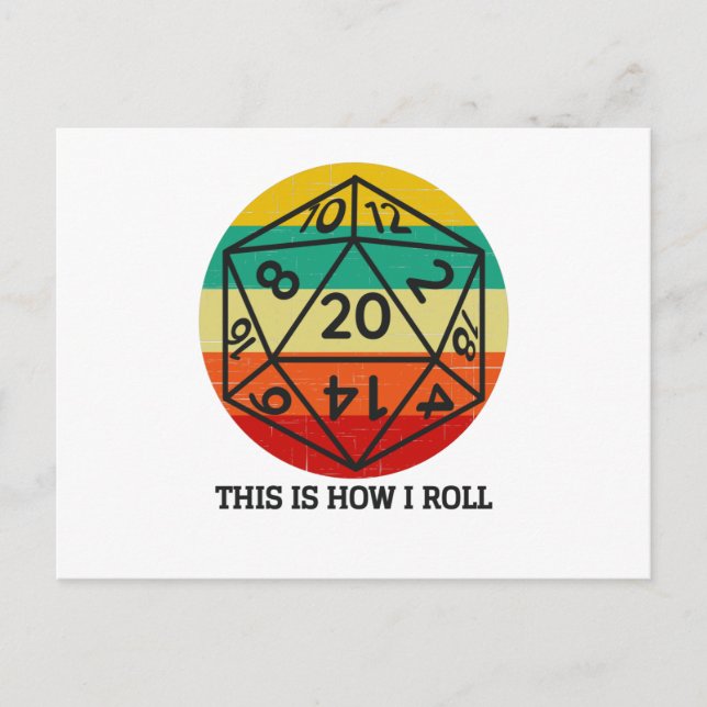 D20 This is How I roll retro dice Postcard (Front)
