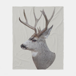 D27 Mule Deer Buck Head Fleece Blanket