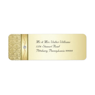 D2 Elegant Gold Damask Diamond Label Return Address Label