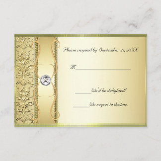 D2 Gold on Gold Damask RSVP Card