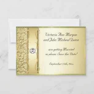 D2 Gold on Gold Damask Save the Date Card