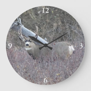 D32 Mule Deer Buck Large Clock