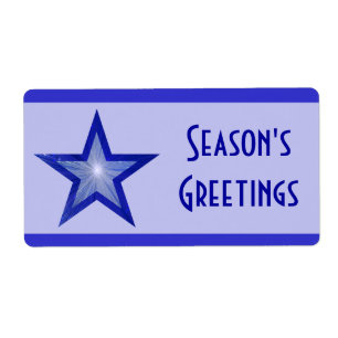 D Blue Star stripe Season's Greetings large pale