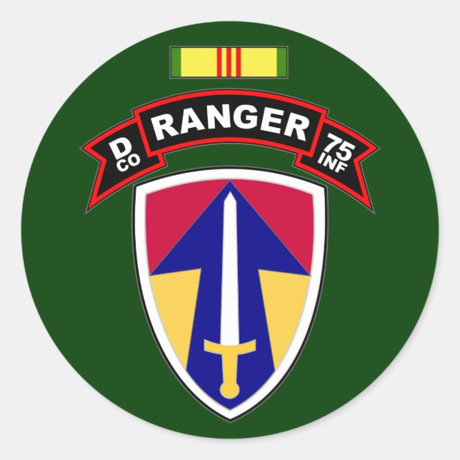 D Co, 75th Infantry Regiment - Rangers, Vietnam Classic Round Sticker (Front)