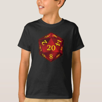 D&D d20 Crimson and Gold FIRE die T-Shirt