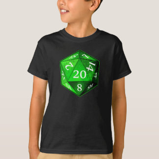 D&D d20 Green and White EMERALD die T-Shirt