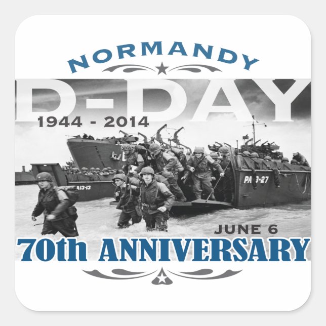 D-Day 70th Anniversary Battle of Normandy Square Sticker (Front)