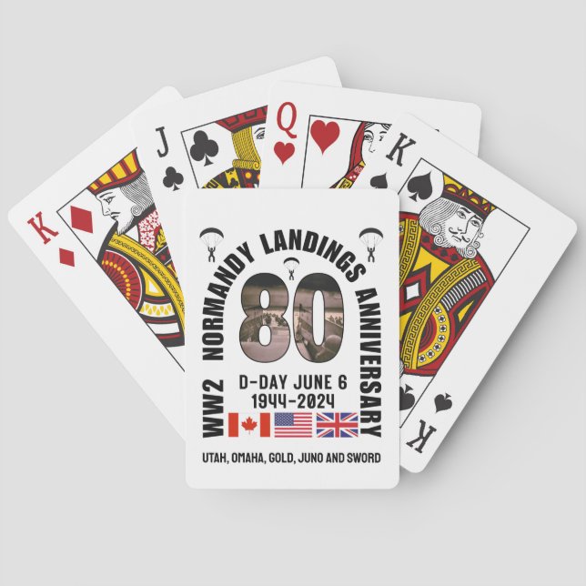 D-DAY 80th Anniversary NORMANDY LANDINGS WW2  Playing Cards (Back)